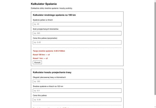 kalkulatorspalania.pl